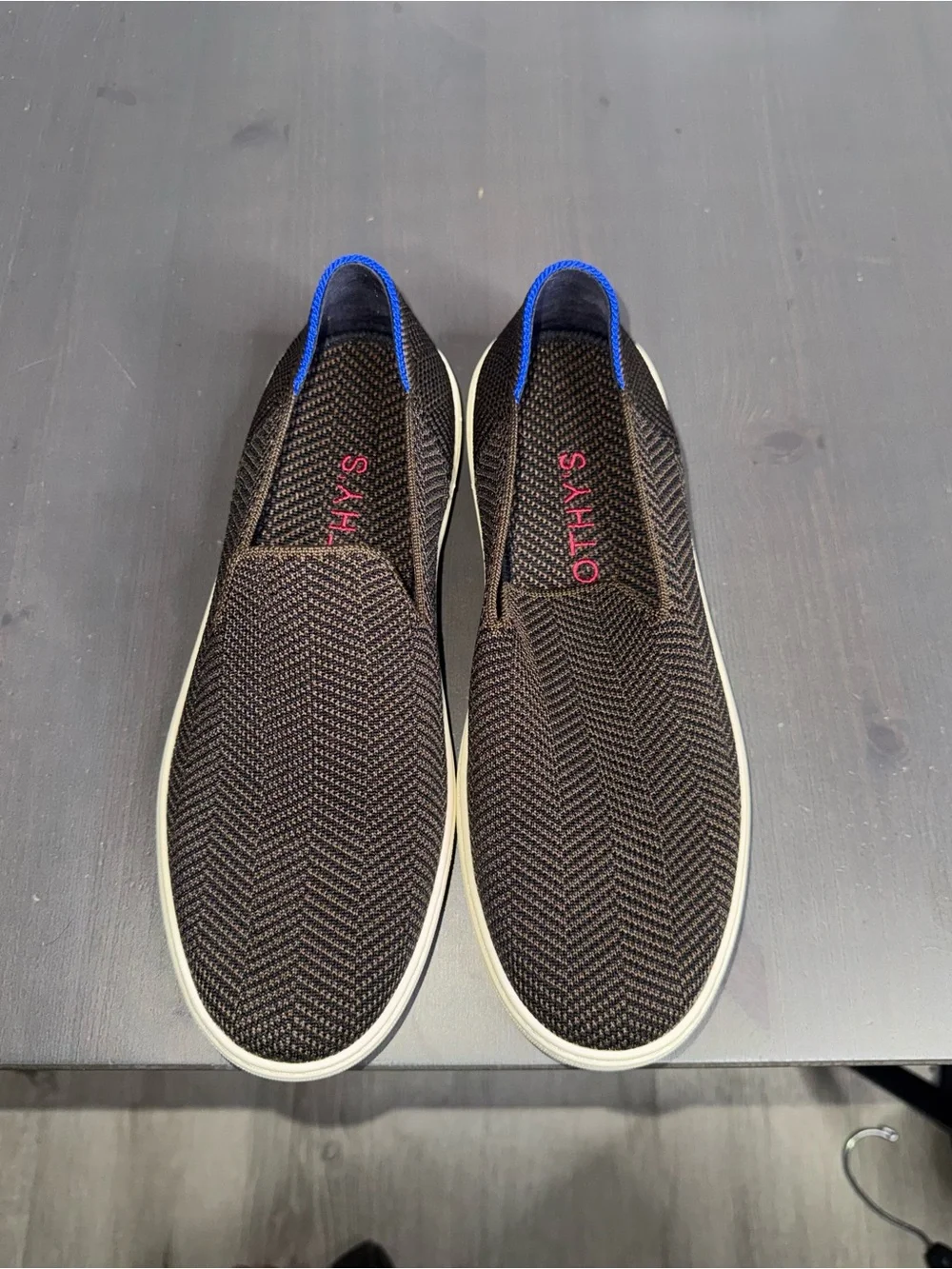 Rothy's The Original Slip On Sneaker in Dark Brown Herringbone